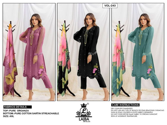 Laiba Am Vol 243 Organza Pakistani Readymade Suits Catalog
